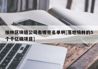 榆林区块链公司有哪些名单啊[落地榆林的5个千亿级项目]